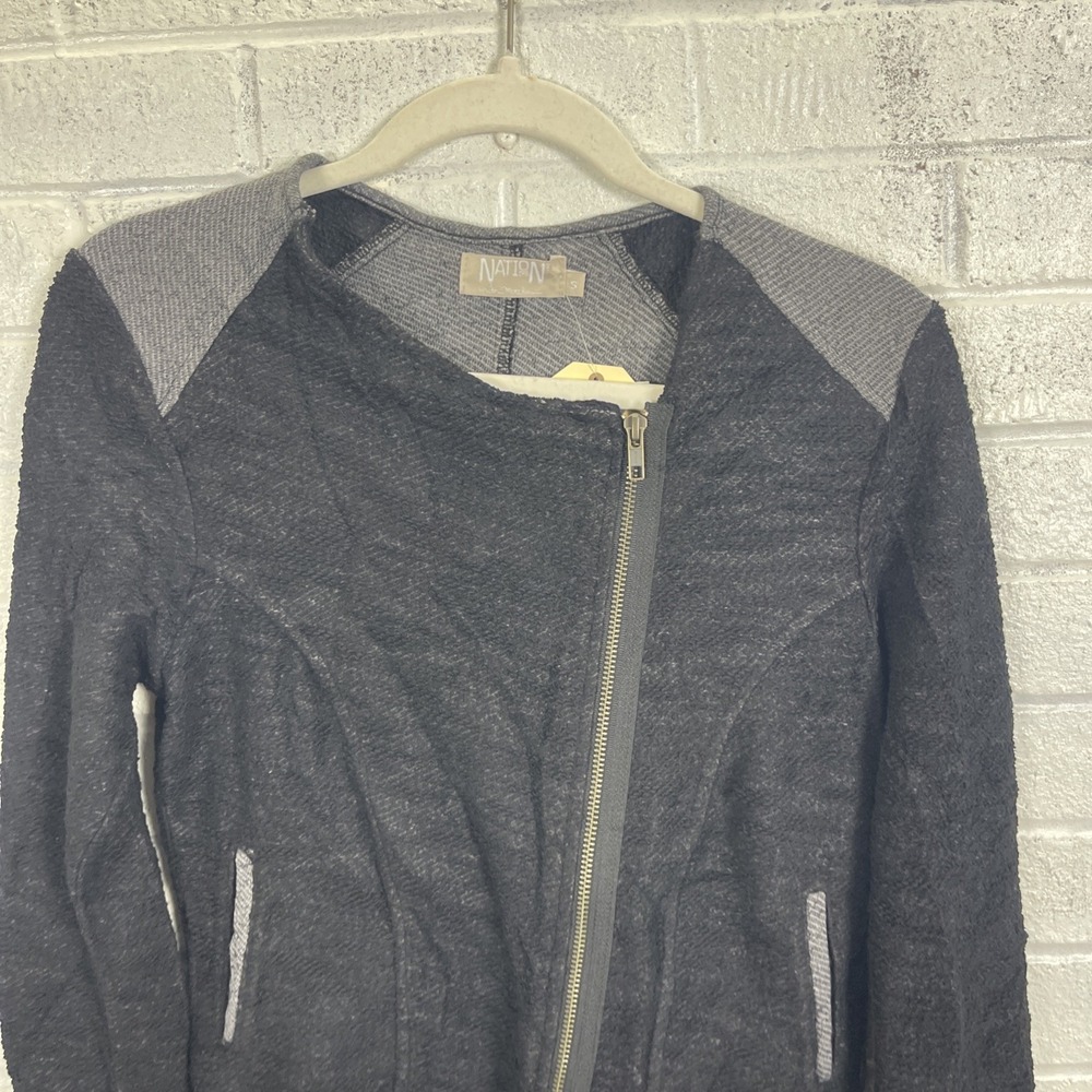 Nation LTD Asymmetric Moto Zip Knit Jacket Womens Size M Soft Black Edgy Casual - Picture 7 of 15